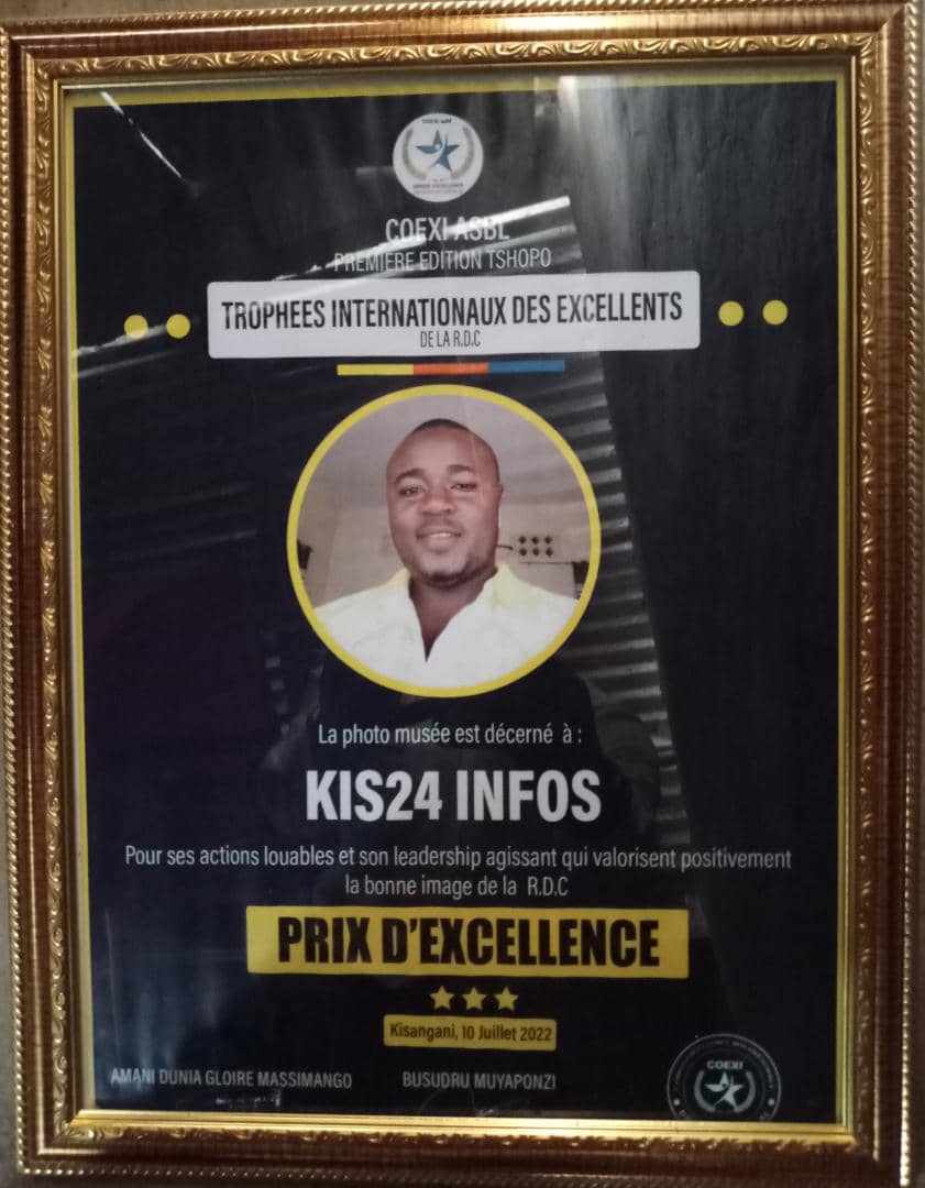 Kisangani / Presse : KIS24 reçoit un prix d’excellence et le dédie à ses fidèles lecteurs